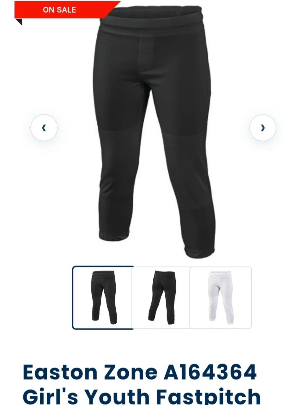 Easton Girls Youth Fastpitch Softball Pants Black Size YS- Never Worn